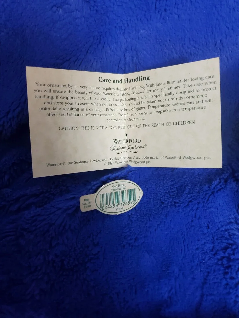 Waterford Holiday Heirlooms God Bless America Ball Collectors Ornament : READ